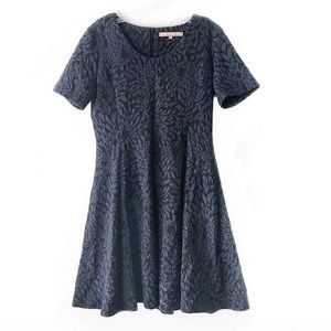 Hutch Blue Textured Fit and Flare Dress Medium